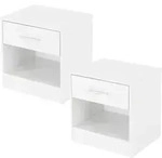 ML-Design Nachttisch 2er Set Wei&szlig; 36,5x38,5x30 cm Holz Alu Griff Nachtschrank