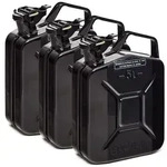 BW&reg; Kraftstoffkanister Metall Benzinkanister 3x 5 Liter - Schwarz - RAL 9005 -
