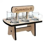 DanDiBo Schnapsbrett 20cm mit Gravur Stammtisch mit 6 Gl&auml;ser Schnapslatte