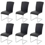 Mendler 6er-Set Esszimmerstuhl HWC-F36, Freischwinger K&uuml;chenstuhl...