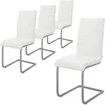 ML-Design &ndash; Esszimmerst&uuml;hle 4er Set &ndash; Wei&szlig; Kunstleder | Schwingstuhl mit...