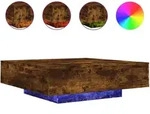 vidaXL Couchtisch mit LED-Leuchten R&auml;uchereiche 100x100x31 cm