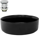 LuxeBath ML-Design Aufsatzwaschbecken Keramik Schwarz matt &Oslash;360&times;120 mm, rund,...