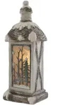 ECD Germany LED Weihnachtslaterne 60 cm Wei&szlig; Beige Gr&uuml;n Tannenmotiv...