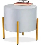 Relaxdays Hocker Samt, 4 Metallbeine, gepolsterter Sitzhocker, H x D: 39 x 37 cm,