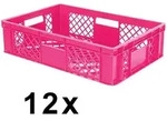 12x Eurobeh&auml;lter durchbrochen/Stapelkorb, PE-HD pink, Industriequalit&auml;t,