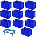 BRB 10 Euroboxen/Eurobeh&auml;lter, LxBxH 600x400x320 mm, geschlossen, blau + 1