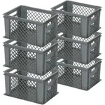BRB 6x Stapelkorb / Eurobeh&auml;lter, LxBxH 400 x 300 x 220 mm, grau, Boden...