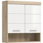 Ebuy24 Lambada Badschrank Wandh&auml;ngend 2 T&uuml;ren, 3 Spiegelt&uuml;ren, 1 Regal Wei&szlig;
