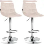 CLP 2er Set Barhocker Jerry Samt beige/chrom