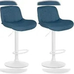 CLP 2er Set Barhocker Solon Wei&szlig; blau/Stoff