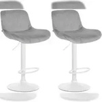 CLP 2er Set Barhocker Solon Wei&szlig; grau/Samt