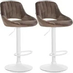 CLP 2er Set Barhocker Milet Samt Samt HBT: 85x47x48 cm Metall matt weiss braun