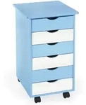 tectake Rollcontainer aus Holz 65x36x40cm Blau