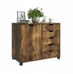 Relaxdays Rollcontainer, 5 Schubladen & 2 F&auml;cher, HBT: 65x78x40 cm,...