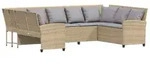 vidaXL Gartensofa mit Kissen Beige Poly Rattan