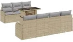 vidaXL 8-teiliges Garten-Sofa-Set mit Kissen Beige Poly Rattan