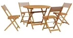 vidaXL 5-tlg. Garten-Essgruppe Stoff und Massivholz Taupe