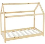 ML-Design Kinderbett 70x140 cm Natur mit Dach & Lattenrost, Hausbett aus massivem