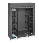 Relaxdays Stoffschrank mit Kleiderstange & 12 Ablagen, HBT: 175x135x45cm,