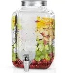 Intirilife Getr&auml;nkespender 4 Liter aus Glas mit Zapfhahn - 16 x 25.5 cm -