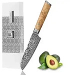 Zayiko Kinone Damast Kleines Santokumesser I 12 cm Klinge I Wurzelholzgriff...