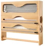 Relaxdays Wandrollenhalter 4 in 1, K&uuml;chenrolle, Frischhalte-, Alufolie,