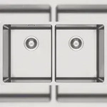 Einbausp&uuml;lbecken Chrom eckig aus Edelstahl mit Doppelbecken