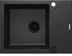 Einbausp&uuml;lbecken Schwarz eckig 59 cm Granitoptik mit Raumsparsiphon