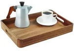 Relaxdays Serviertablett Akazienholz & MDF, HxBxT: 5 x 38,5 x 28,5 cm, Essenstablett