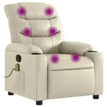 vidaXL Massagesessel mit Relaxfunktion, Kunstleder, Creme