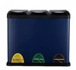Relaxdays M&uuml;lleimer, 3 F&auml;cher, 24 L, Fu&szlig;pedal, Inneneimer, M&uuml;lltrenner K&uuml;che,