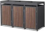 ML-Design M&uuml;lltonnenbox 3er mit Pflanzdach, Anthrazit-Holzoptik, Stahl,...
