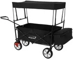 Hauki Bollerwagen L Schwarz, faltbar mit Dach, Handwagen klappbar, bis 80 kg, 2