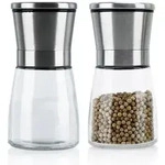 Intirilife 2er Set Gew&uuml;rzm&uuml;hle in SILBER TRANSPARENT - 13.5 x 6.5 cm - 2x Grinder