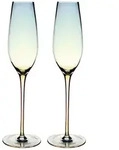 Intirilife 2x Champagner Glas mit Regenbogen Schimmer und Wellenform - 200 ml