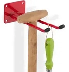 Relaxdays Ger&auml;tehalter Wand, L&auml;nge 24 cm, Doppelhaken, Wandhaken Garage, Werkstatt