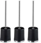 Relaxdays Klob&uuml;rste mit Halter, 3er Set, abnehmbarer B&uuml;rstenkopf, &Oslash; 7 cm, mit
