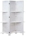 Mendler Paravent T752, Trennwand Raumteiler mit Regalb&ouml;den 170x125cm, Shabby...