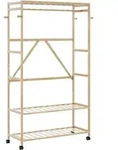 vidaXL Kleiderst&auml;nder mit Ablagen und Rollen 110x40x180 cm Bambus