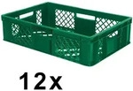 12x Eurobeh&auml;lter durchbrochen/Stapelkorb, PE-HD gr&uuml;n, Industriequalit&auml;t,
