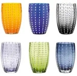 Zafferano Perle Gl&auml;ser Set 1 - 6er-Set, bunte mundgeblasene Gl&auml;ser, 32 cl,