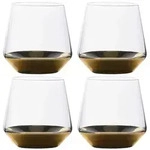 Intirilife 4x Trinkglas mit goldfarbenem Boden - 350 ml F&uuml;llmenge - Wasser...