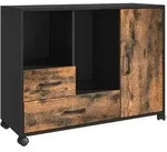 Relaxdays Rollcontainer 2 Schubladen, 4 F&auml;cher, HBT: 70x90x35 cm, Rollwagen mit