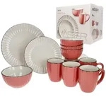 OSITA Rose Wei&szlig; 16tlg Kombiservice Steingut 4 Personen Becher Schalen Teller...
