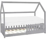 ML-Design Kinderbett 80x160 cm Hellgrau mit Matratze, Rausfallschutz, Dach &