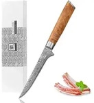 Zayiko Kinone Damast Ausbeinmesser I 16 cm Klinge I Wurzelholzgriff Birke