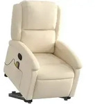 vidaXL Massagesessel mit Aufstehhilfe Creme Stoff