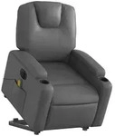 vidaXL Massagesessel mit Aufstehhilfe Elektrisch Grau Kunstleder