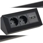 ChiliTec 2-fach Steckdosenblock + 2x USB schwarz 250V AC / 16A Aufbaumontage Neue